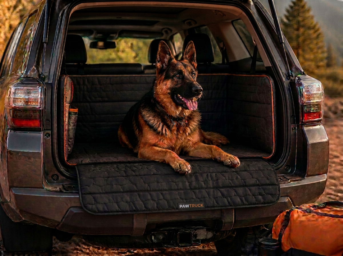 German Shepherd on PawTruck Cargo Liner in a Toyota 4Runner